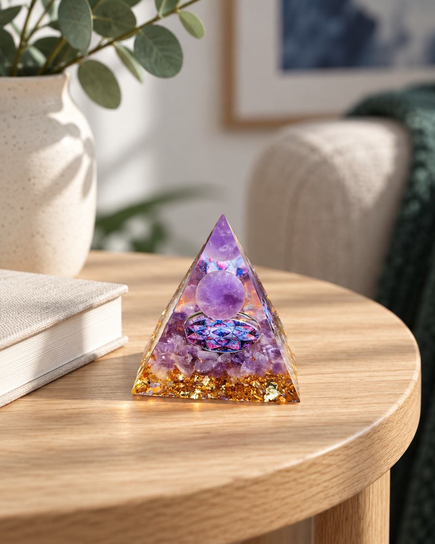 Prisma Form – Violett-Gold · Mandala