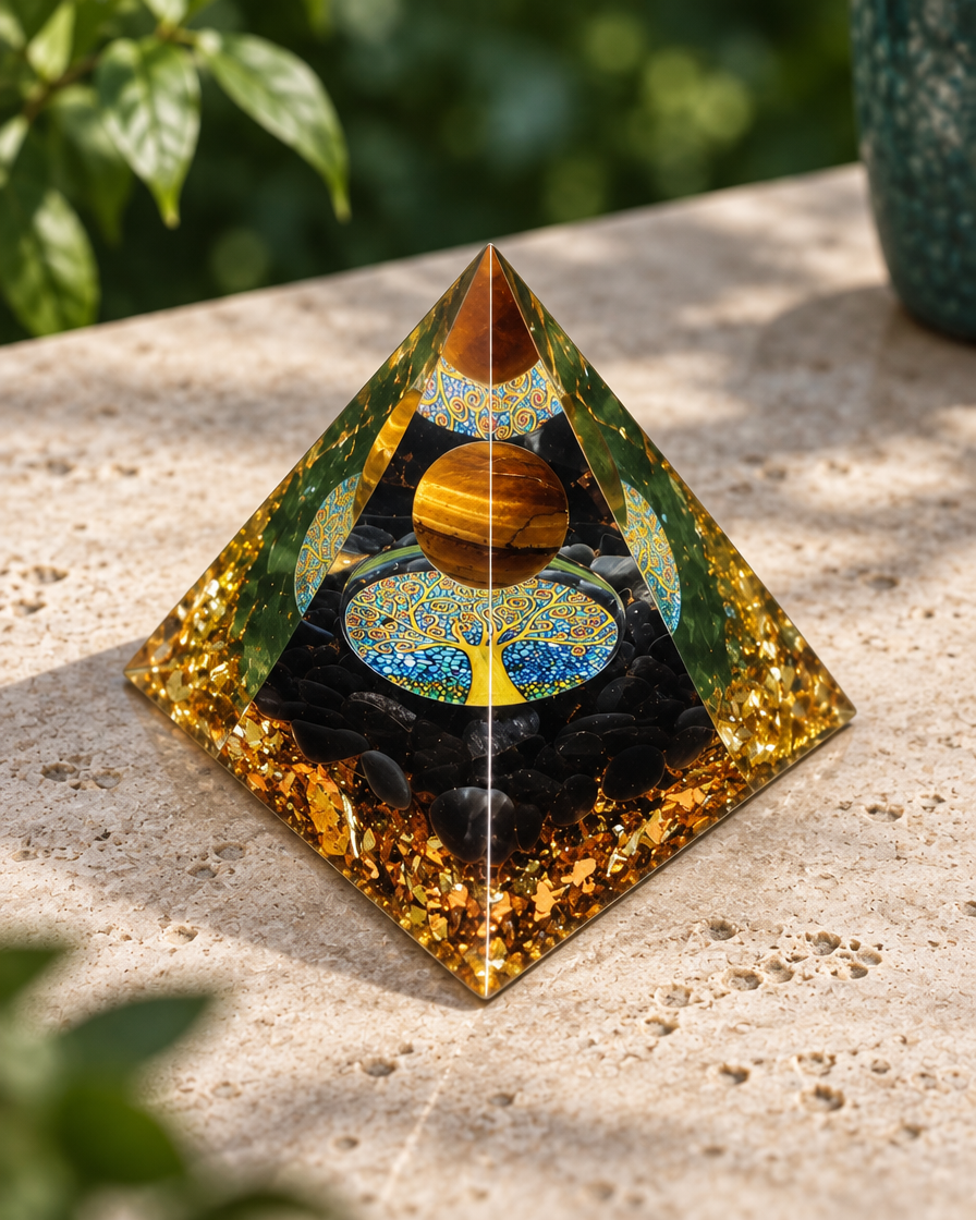 Prisma Form – Gold-Schwarz · Kugel