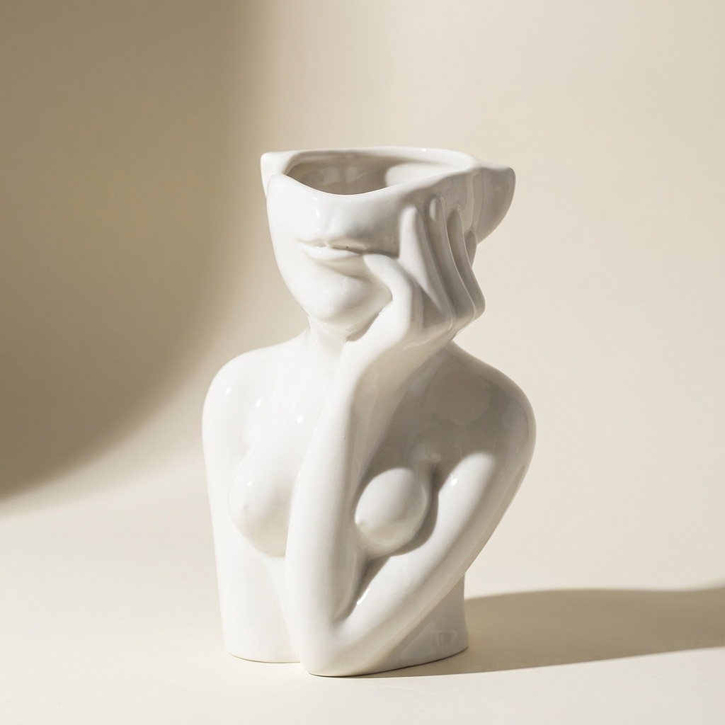 Gedankenpause – Gesichtsvase aus Keramik
