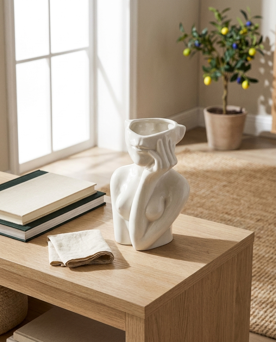 Gedankenpause – Gesichtsvase aus Keramik