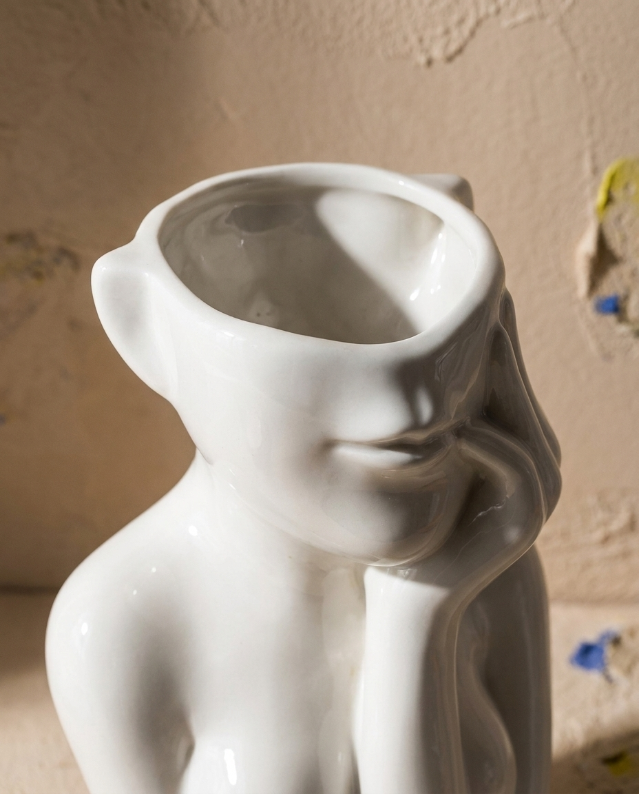 Gedankenpause – Gesichtsvase aus Keramik
