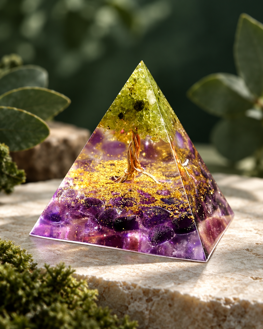 Prisma Form – Violett-Grün · Baum