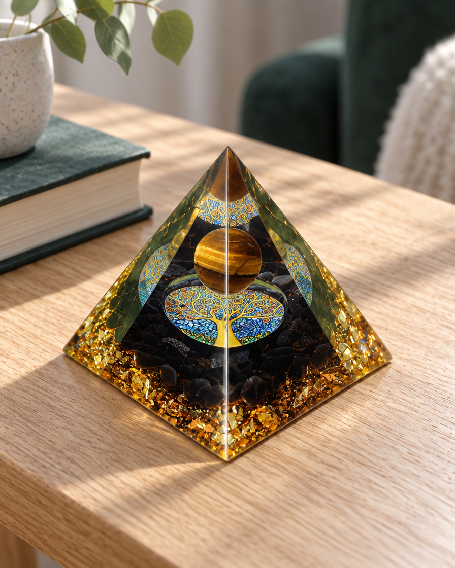 Prisma Form – Gold-Schwarz · Kugel