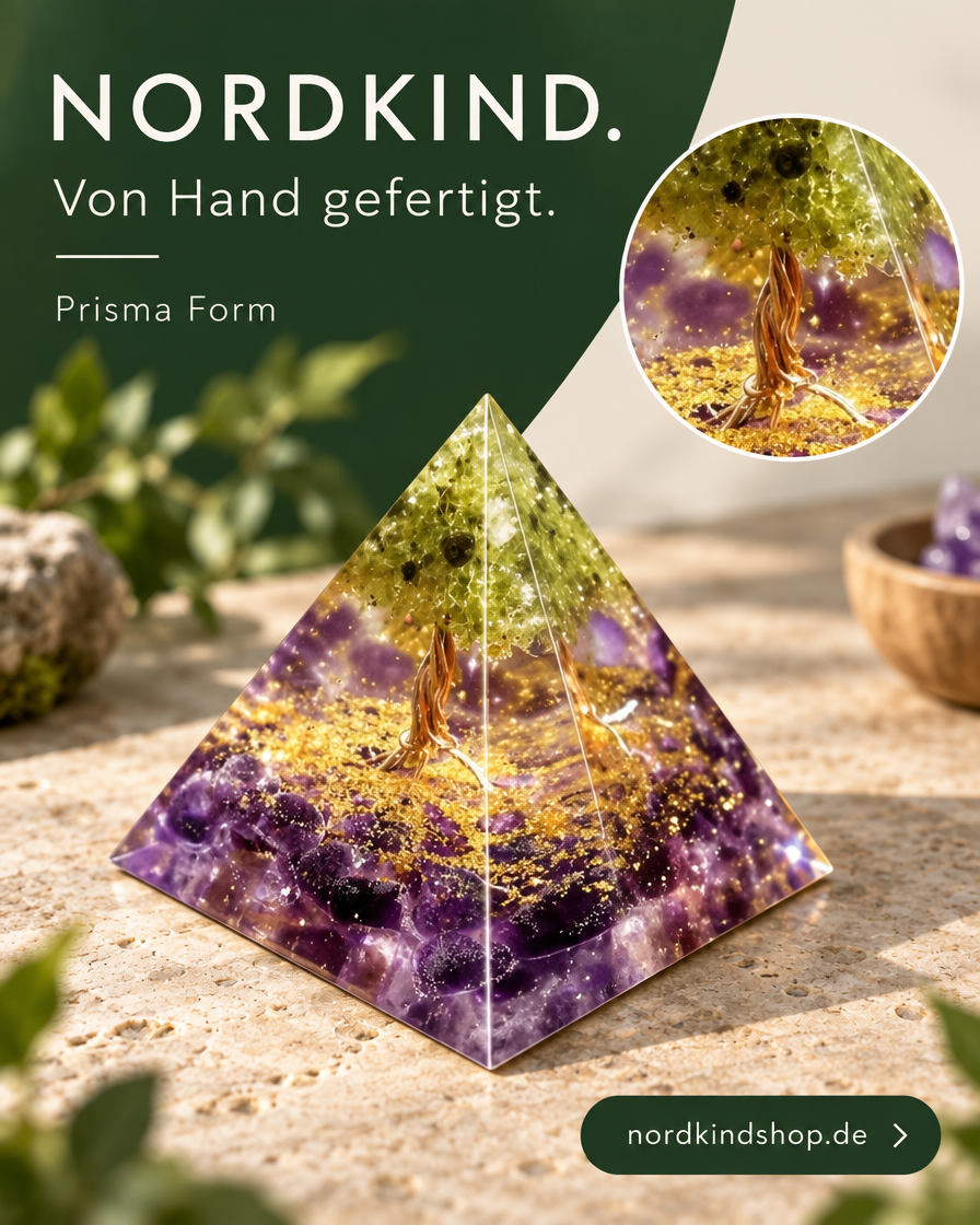 Prisma Form – Violett-Grün · Baum